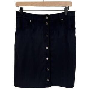 G by Giuliana Black Faux Suede Button Front Pencil Skirt Size 6
